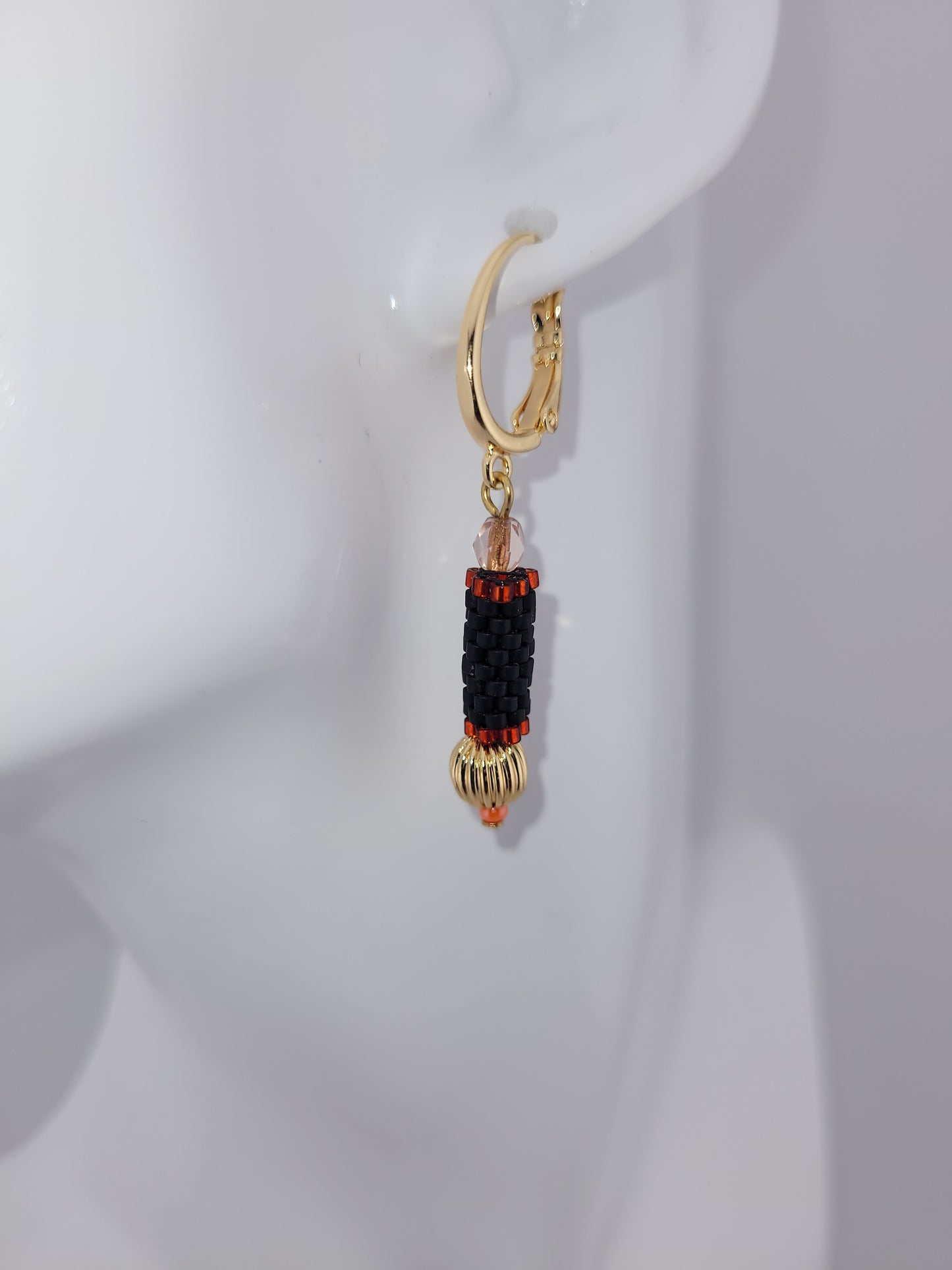 Boucles d'oreilles pendantes en perles miyuki rouge Mumbai
