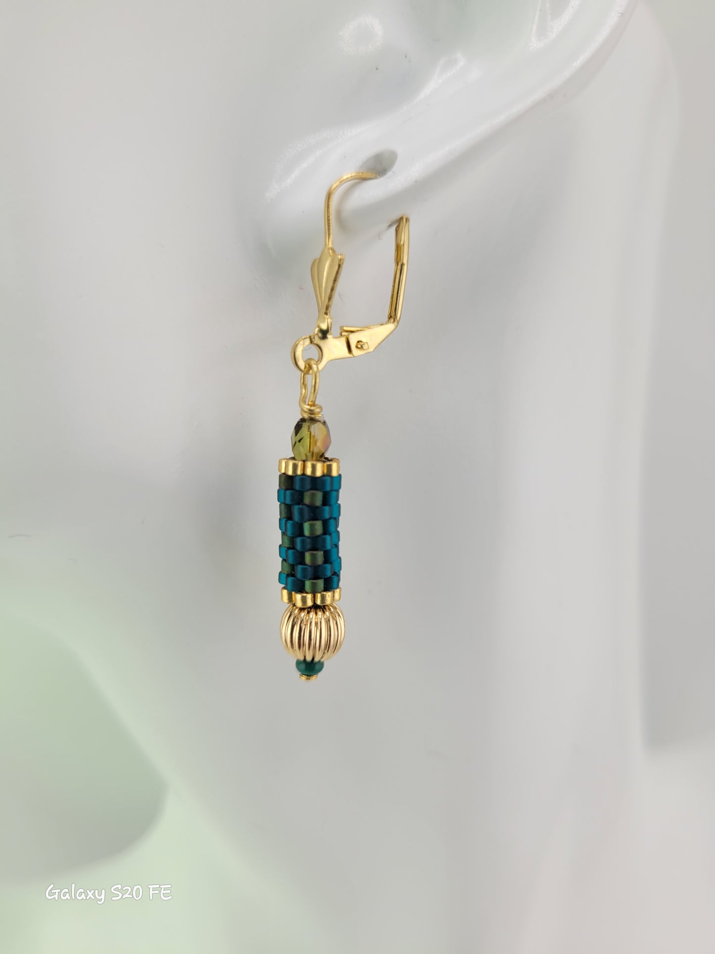 Boucles d'oreilles pendantes en perles miyuki émeraude Mumbai
