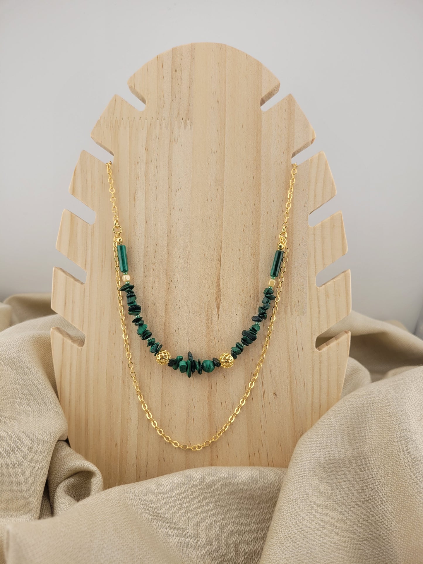 Collier multi rang en Malachite Tanjavur