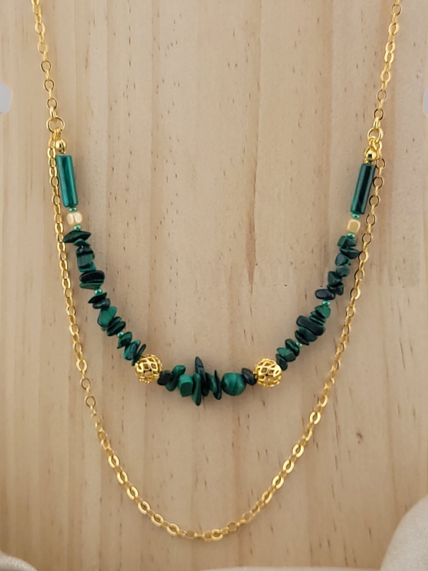 Collier multi rang en Malachite Tanjavur