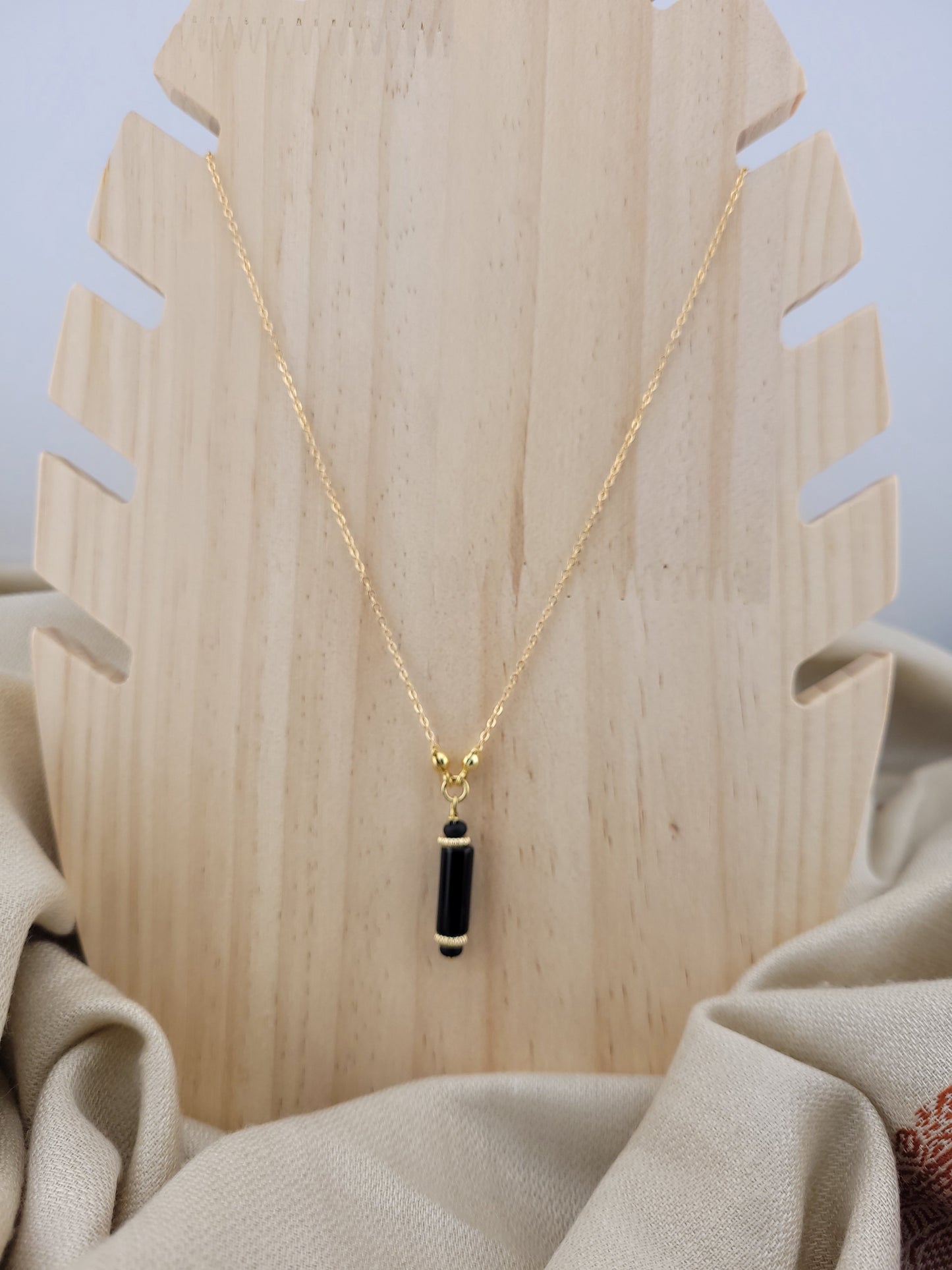 Collier pendentif Onyx noir Tanjavur