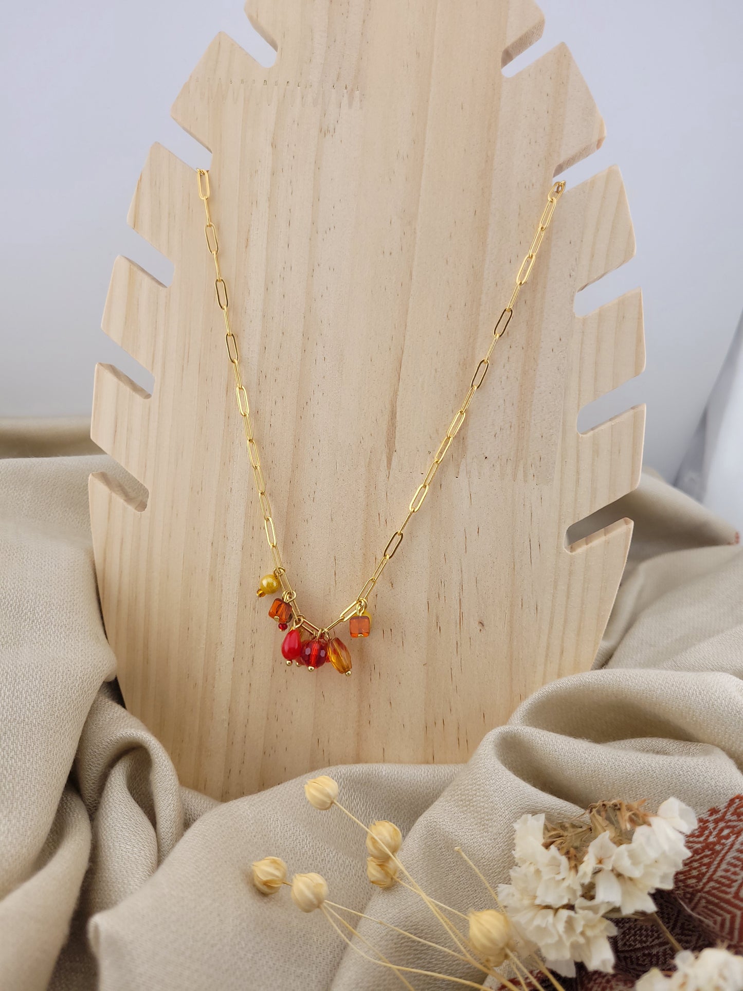 Collier en perle de verre Rouge Indore