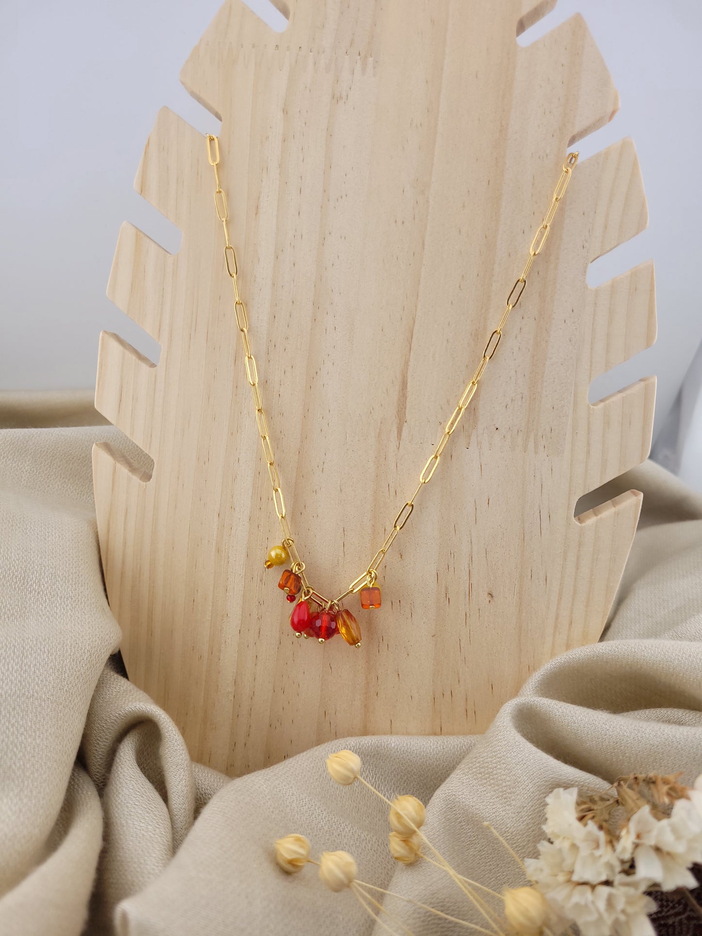 Collier en perle de verre Rouge Indore