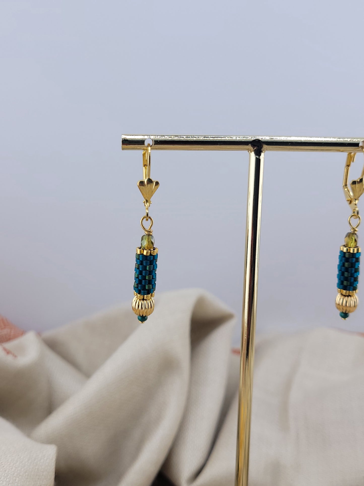 Boucles d'oreilles pendantes en perles miyuki émeraude Mumbai