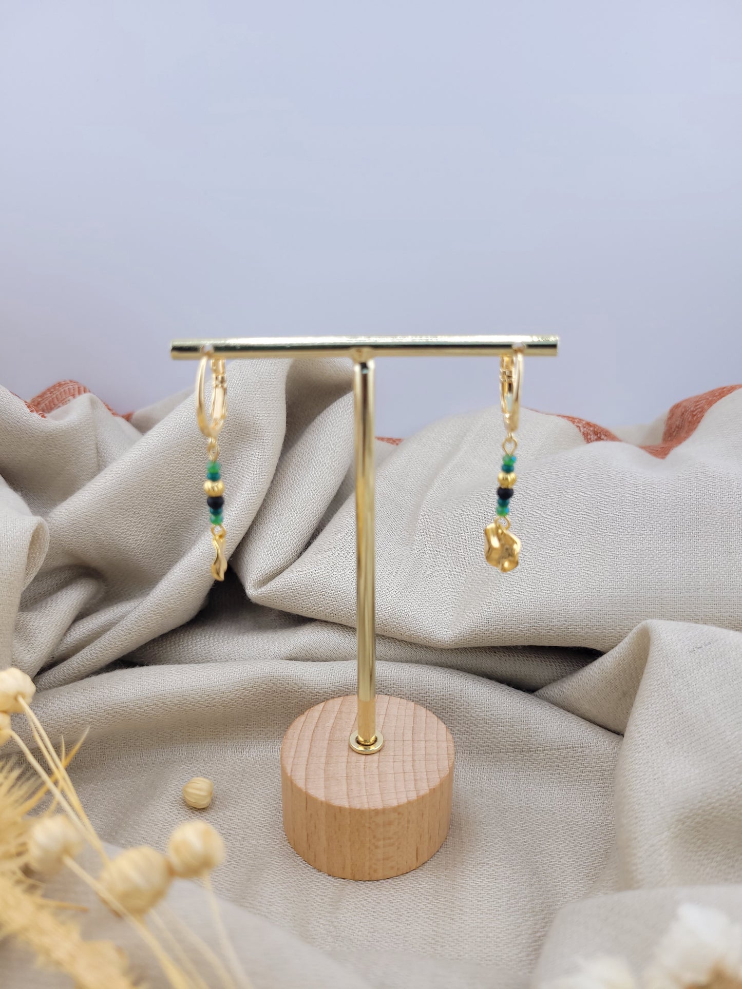Boucles d'oreilles pendantes vert Ranchi