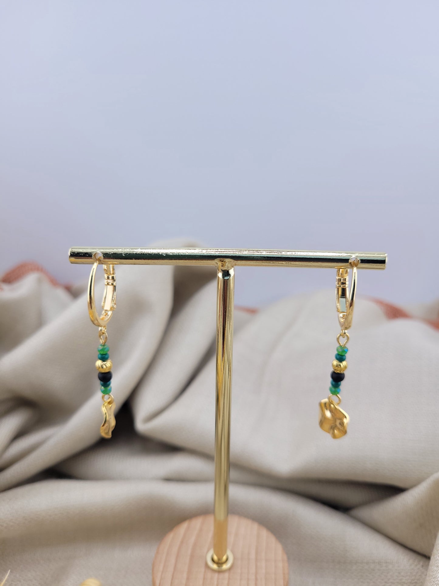 Boucles d'oreilles pendantes vert Ranchi