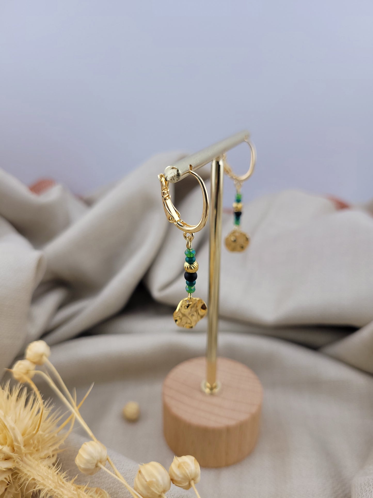 Boucles d'oreilles pendantes vert Ranchi