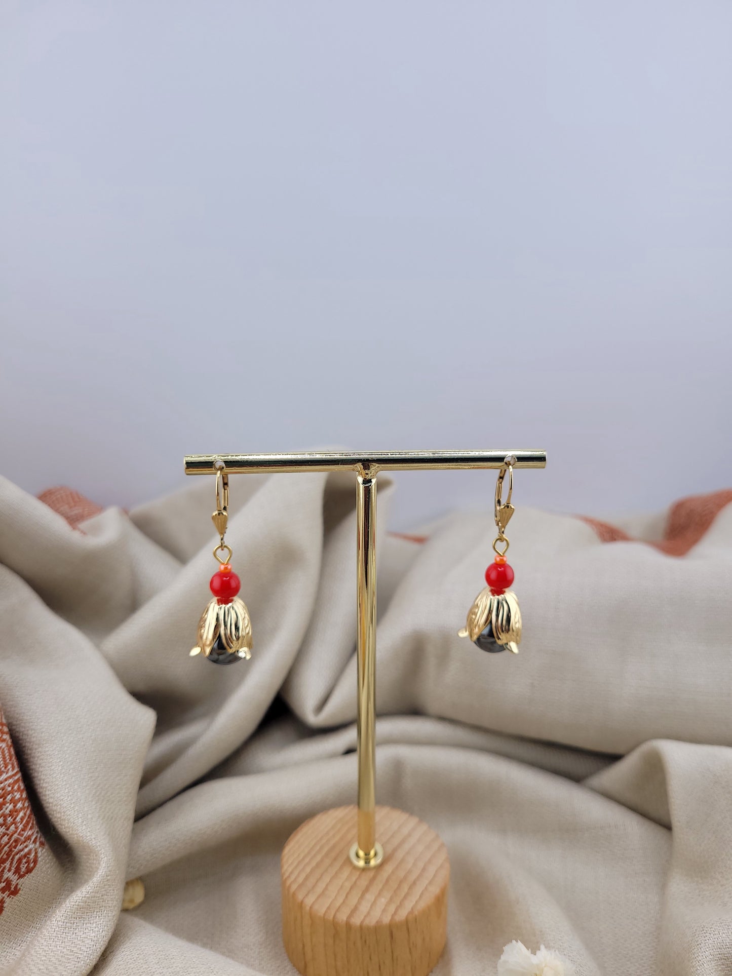 Boucles d'oreilles pendantes Hématite Dehli