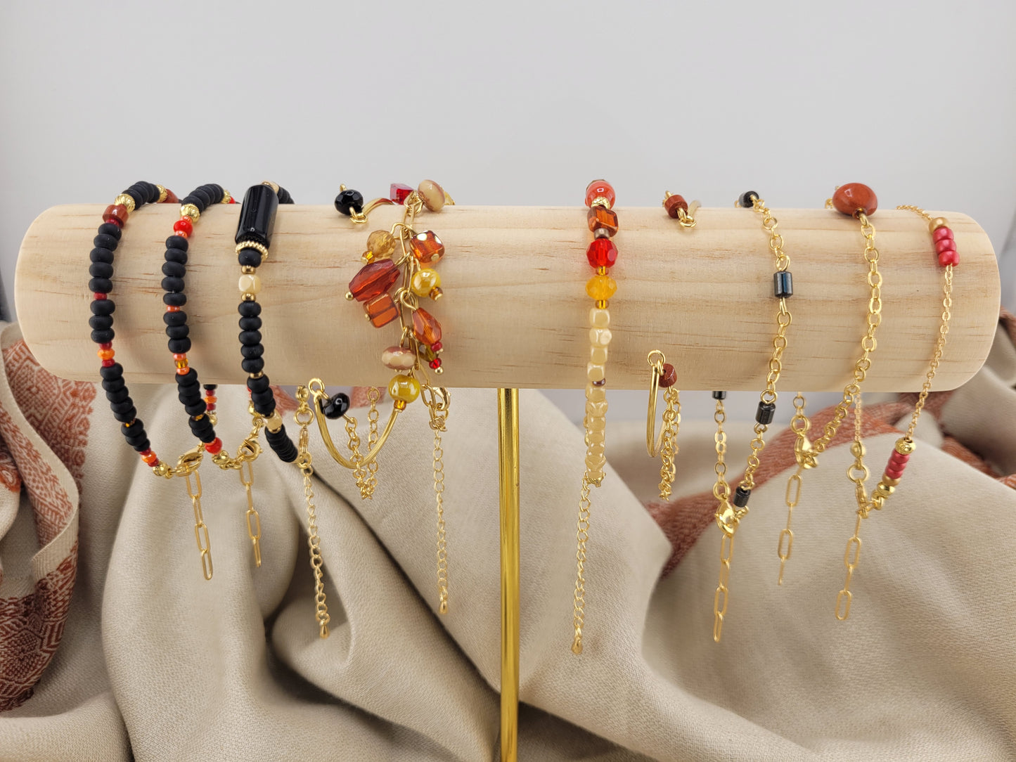 Bracelet en perles de verre rouge Mandurai