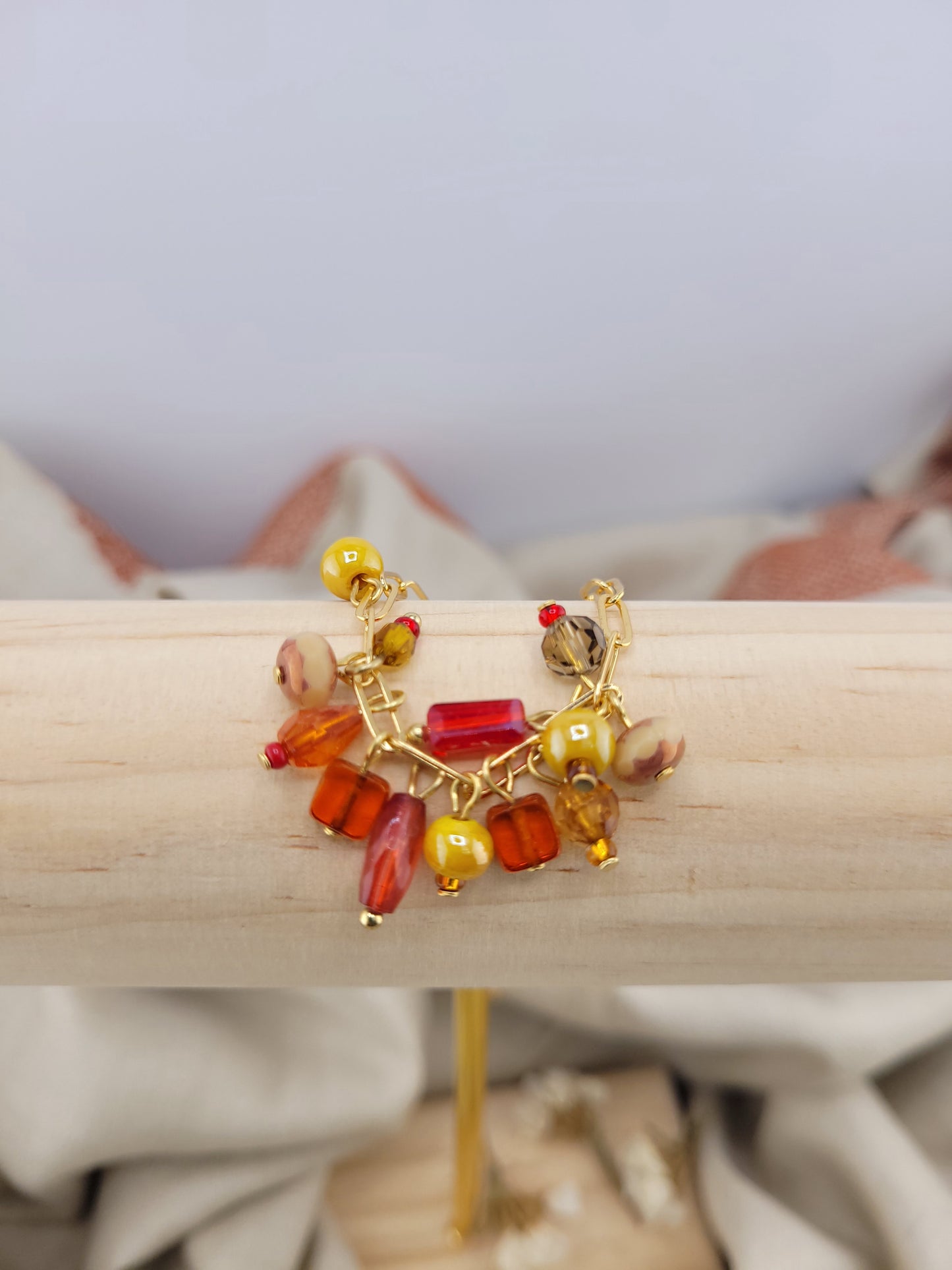 Bracelet en perles de verre Rouge Indore