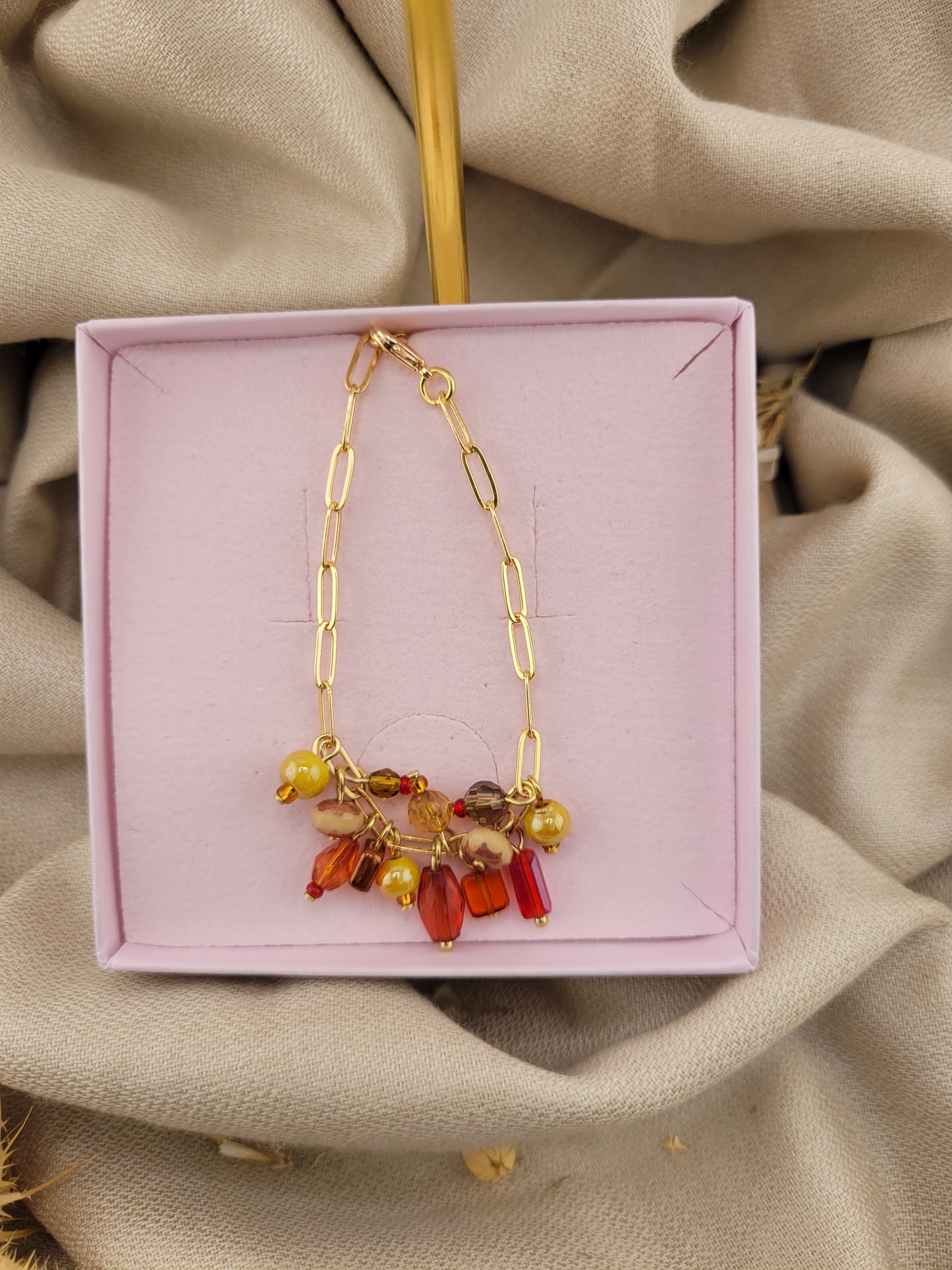 Bracelet en perles de verre Rouge Indore