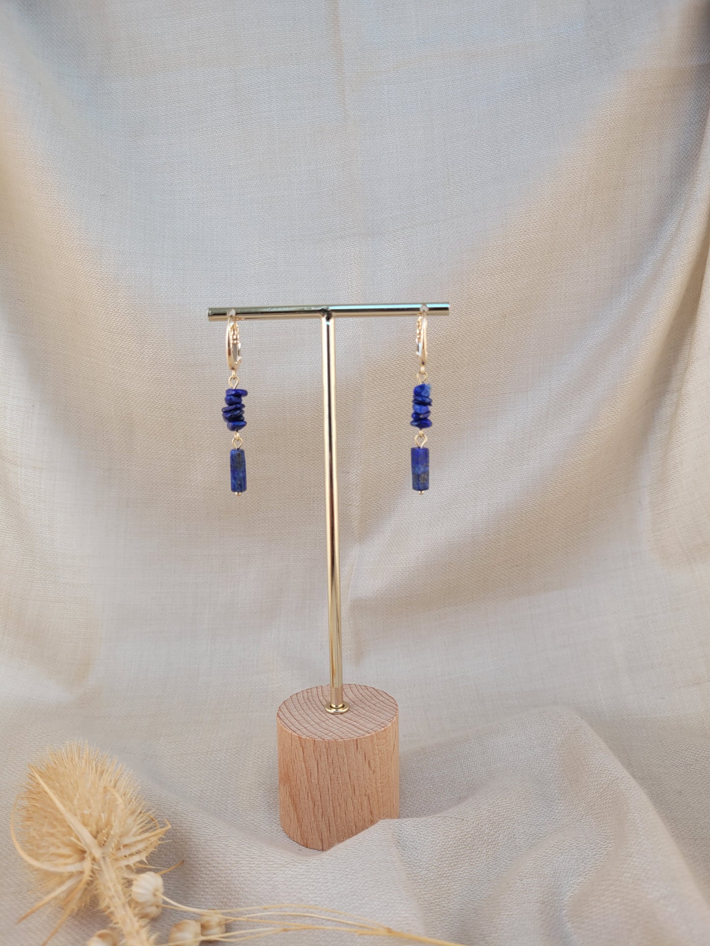 Boucles d'oreille pendante Lapis lazuri Tanjavur