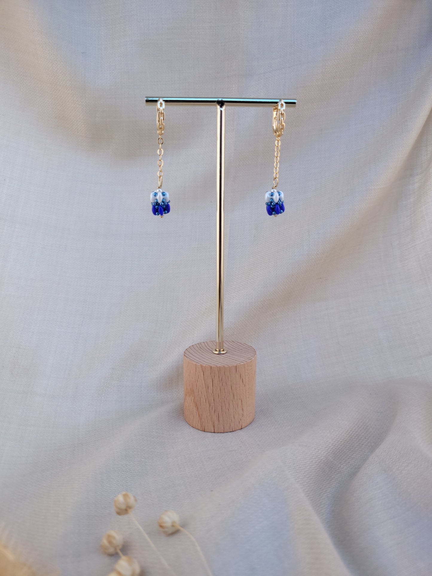 Boucles d'oreilles pendantes bleu Marmara