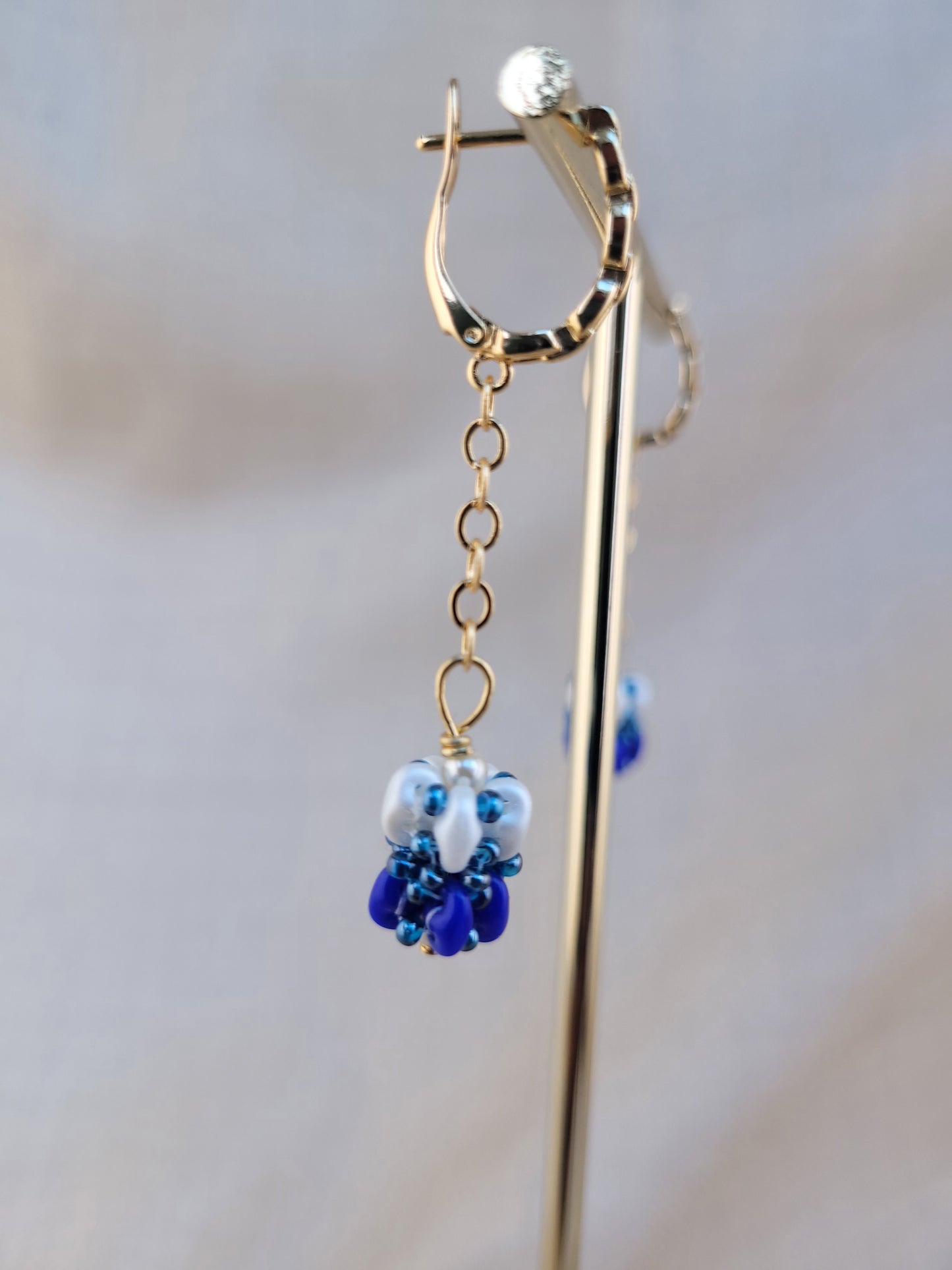 Boucles d'oreilles pendantes bleu Marmara