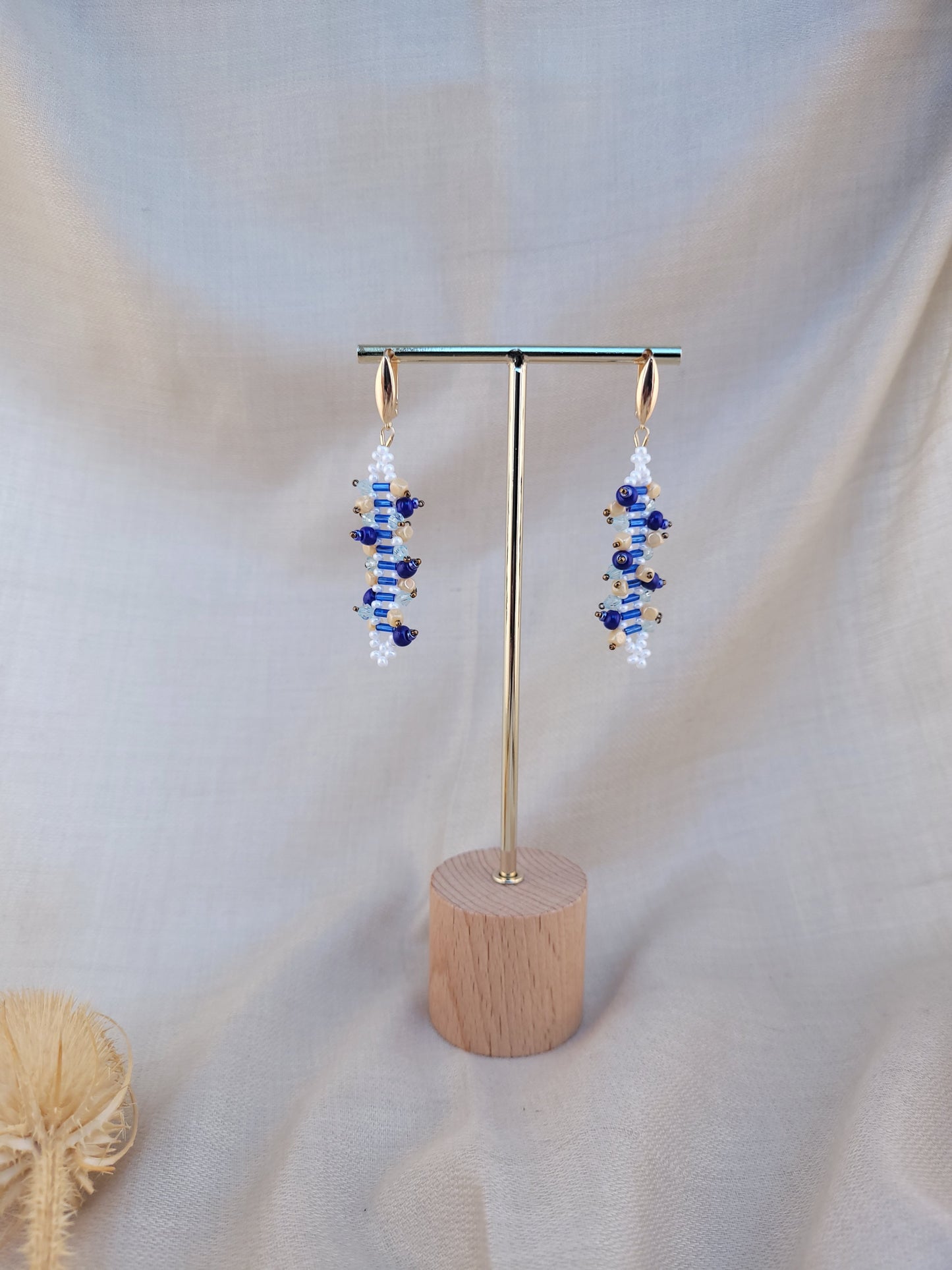 Boucles d'oreilles tissé bleu Antalya