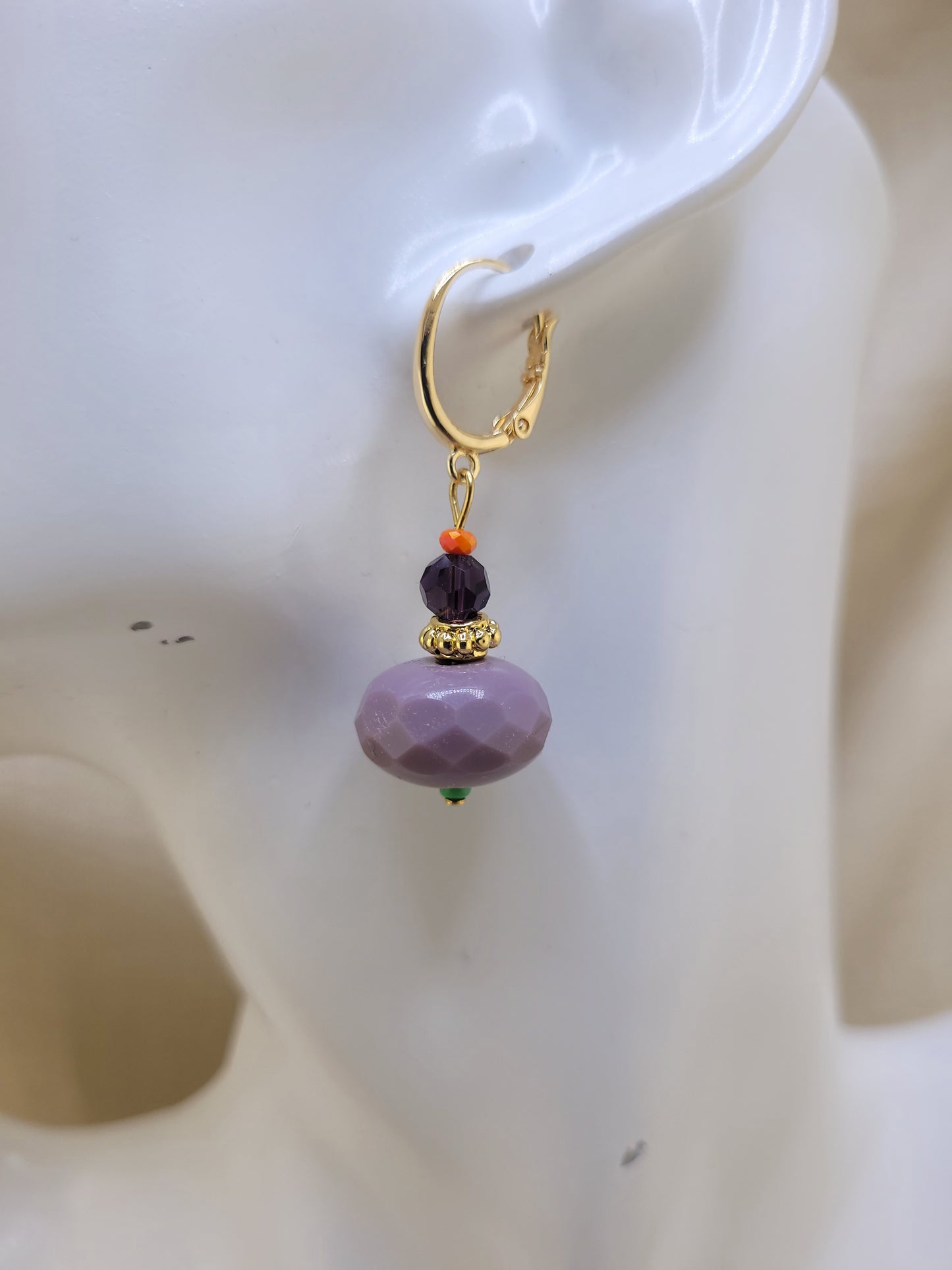 Boucles d'oreilles pendantes Orange et Violet