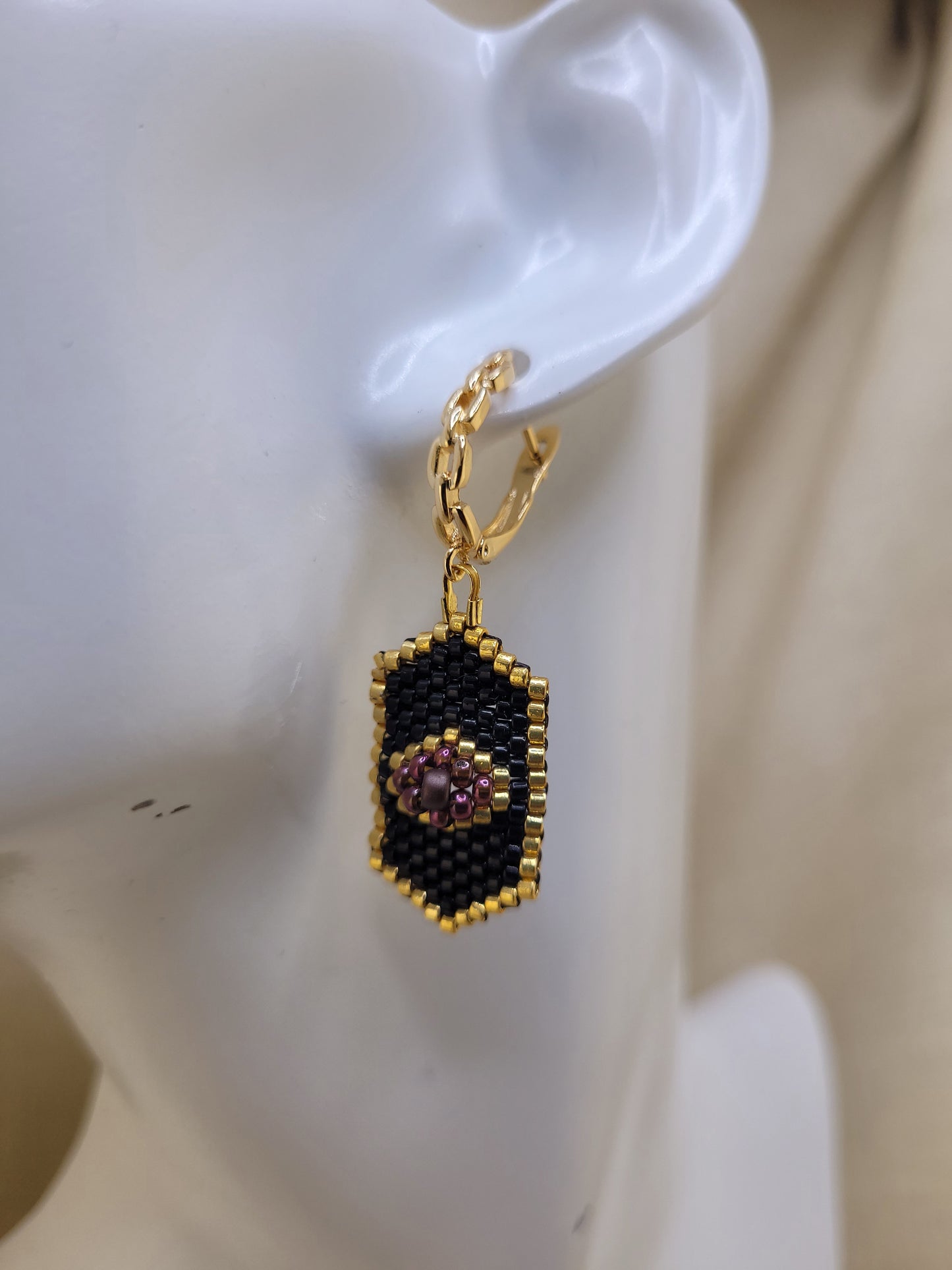 Boucles d'oreilles médaillon en Miyuki Recife