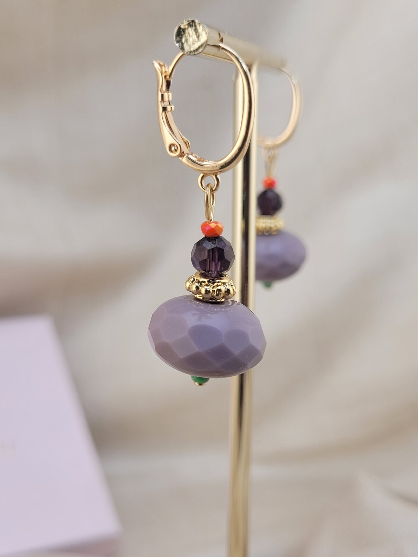 Boucles d'oreilles pendantes Orange et Violet