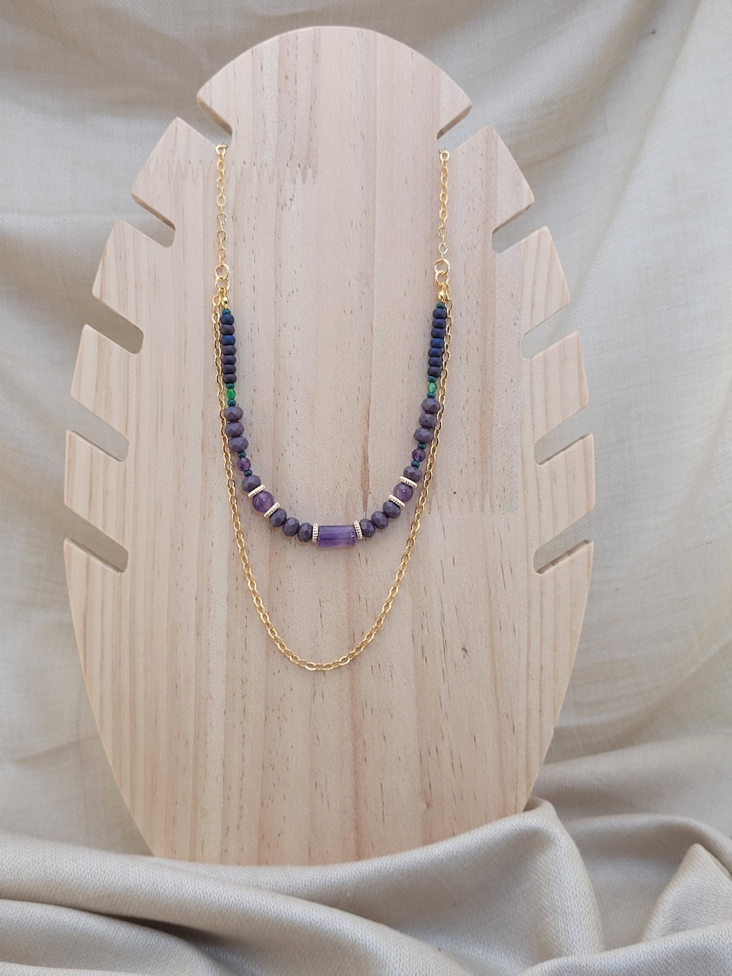 Collier multi rang en Améthyste Tanjavur