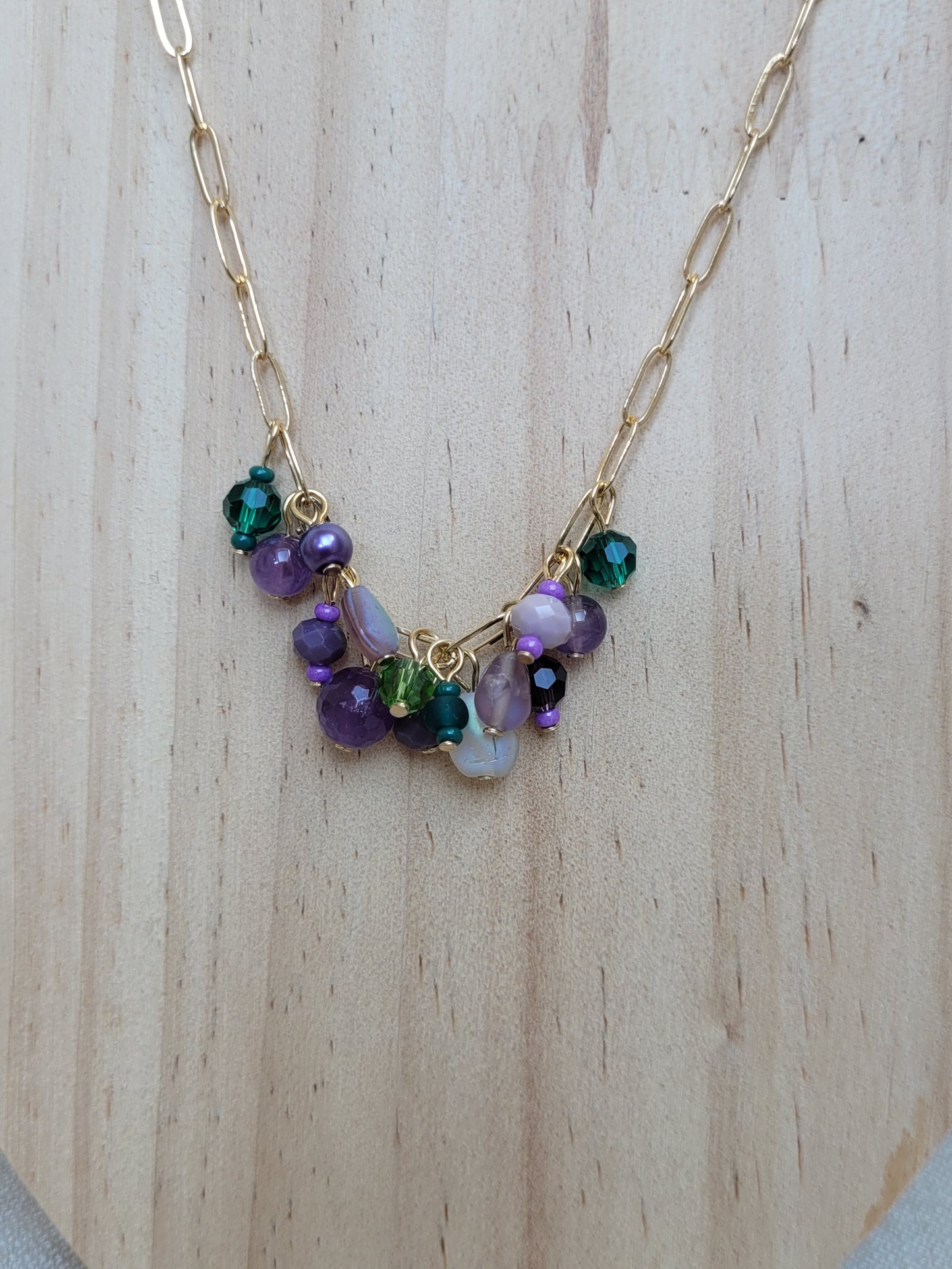 Collier en perle de verre Violet Indorre