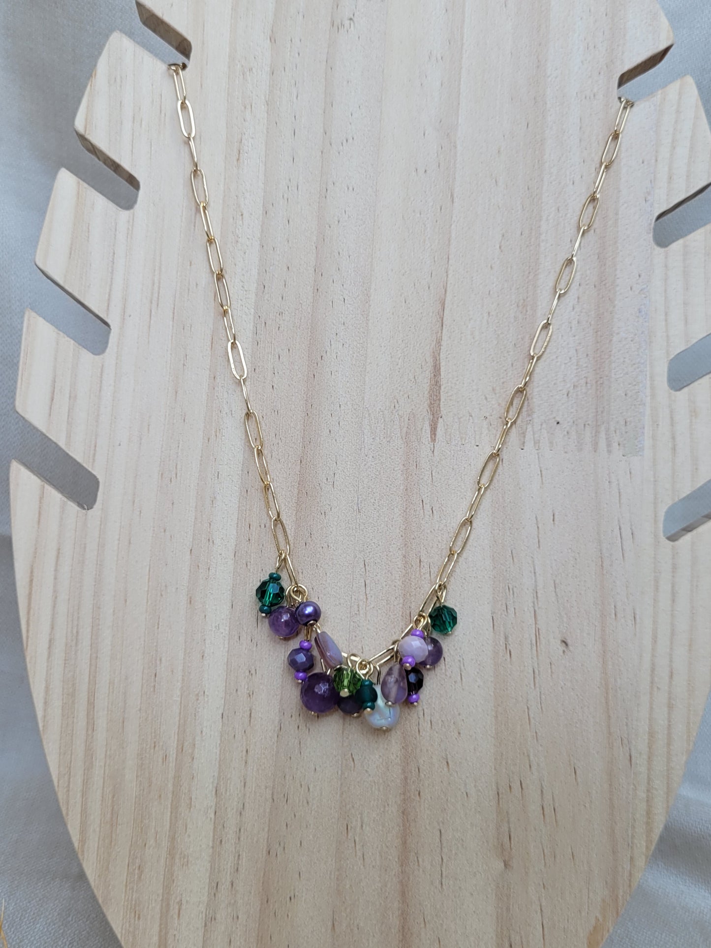 Collier en perle de verre Violet Indorre