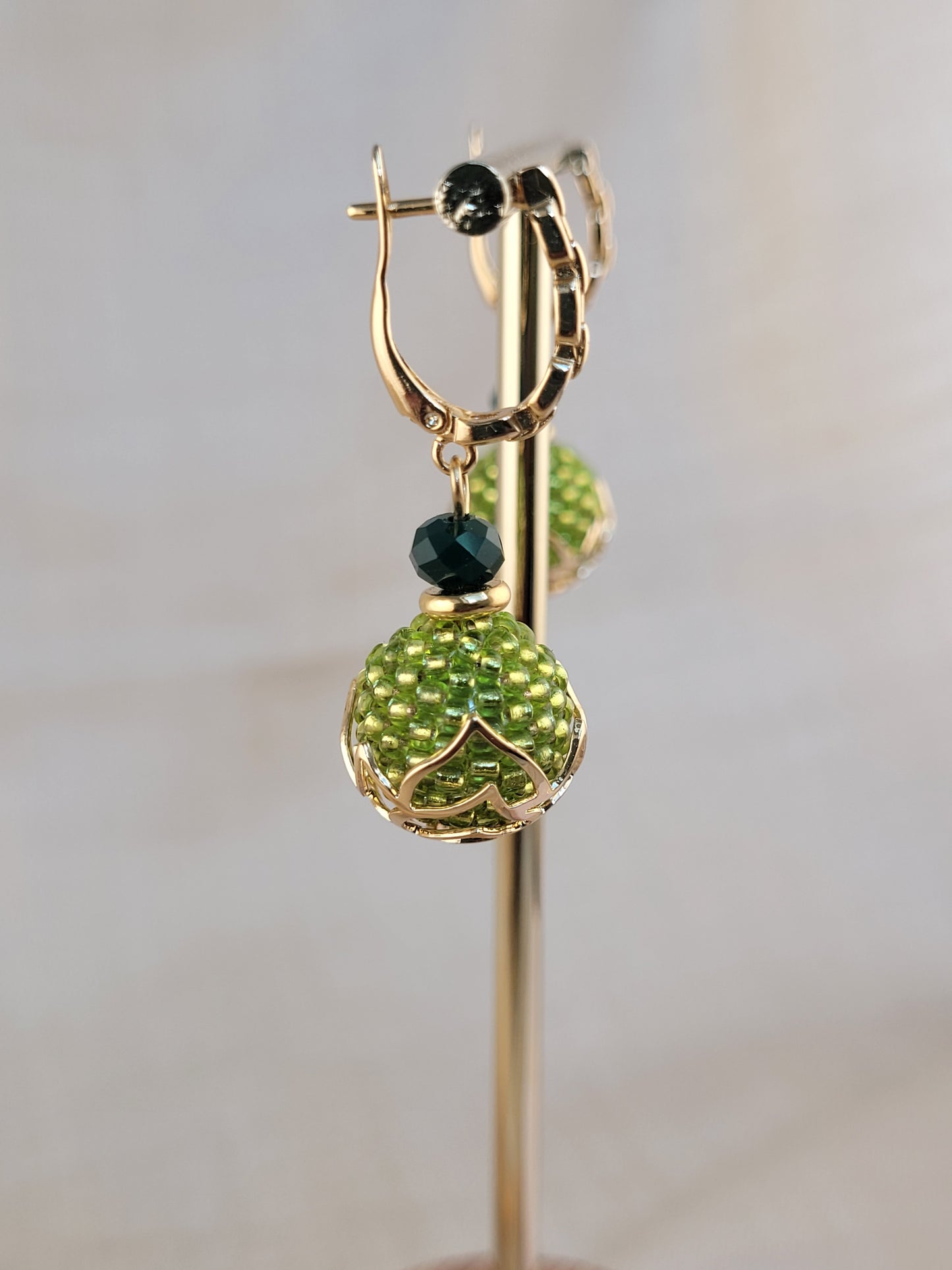 Boucles d'oreilles en perles perlées verts Galata