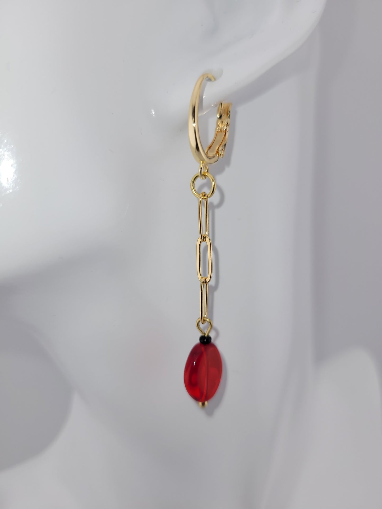 Boucles d'oreilles pendantes rouge Bombay