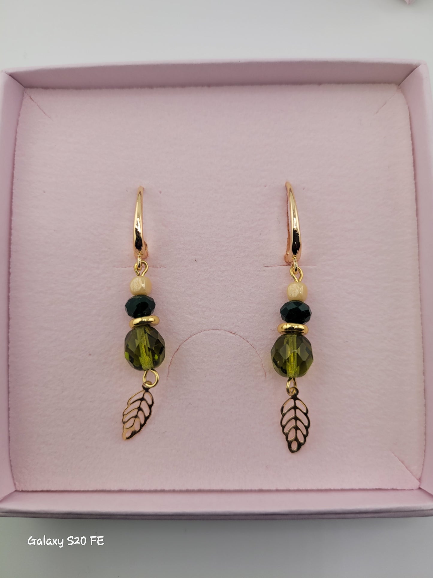 Boucles d'oreilles pendantes vert Kota