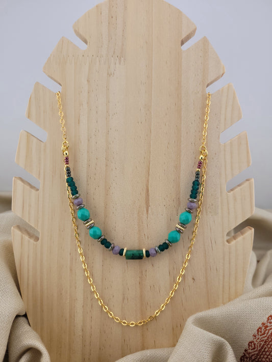 Collier multi rang en Emeraude Tanjavur