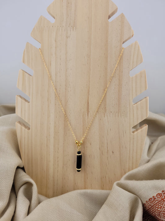 Collier pendentif Onyx noir Tanjavur