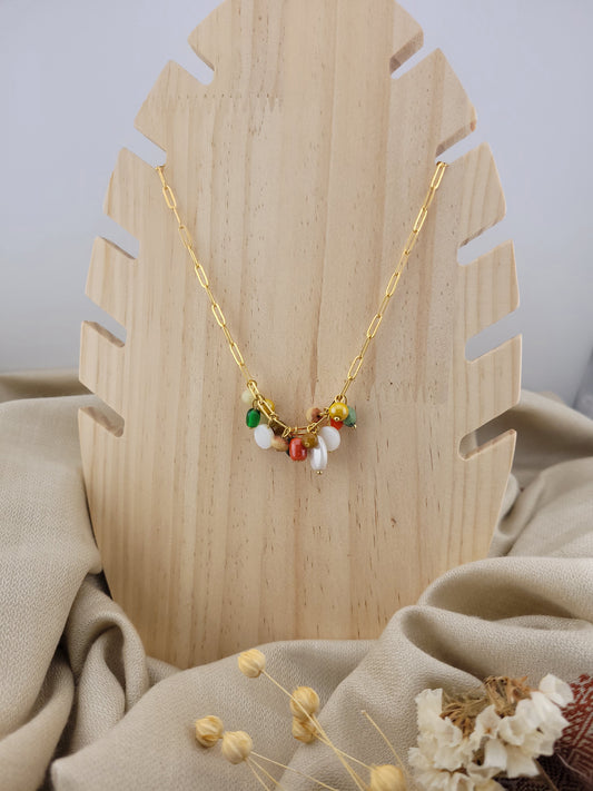 Collier en perle de verre multicolore Indore