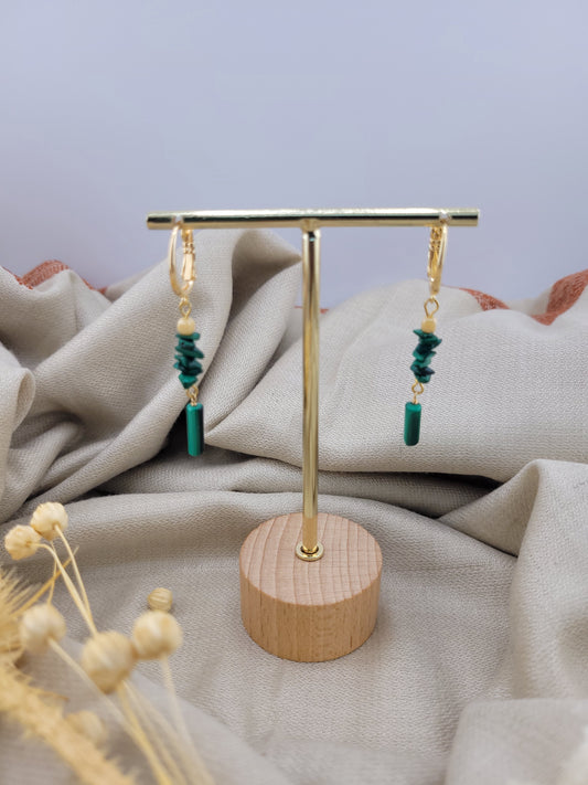 Boucles d'oreille pendante Malachite Tanjavur