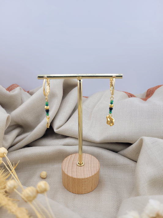Boucles d'oreilles pendantes vert Ranchi