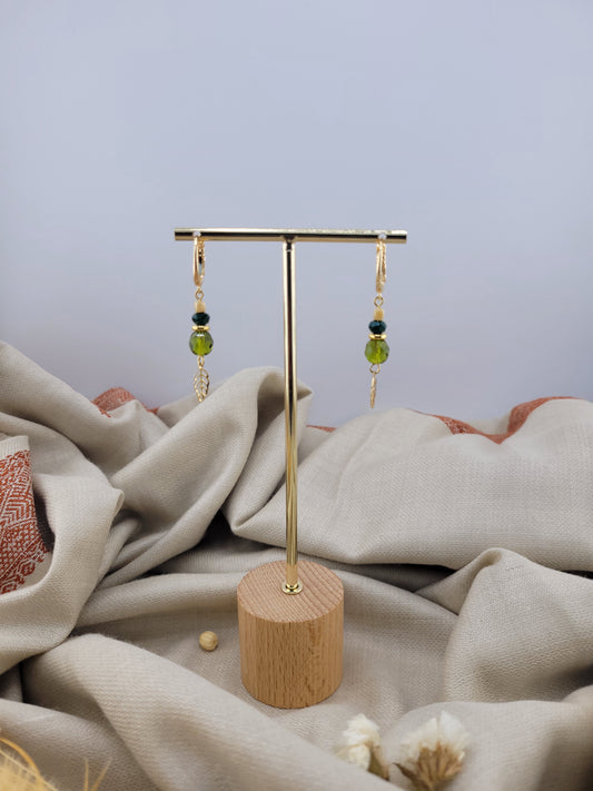 Boucles d'oreilles pendantes vert Kota