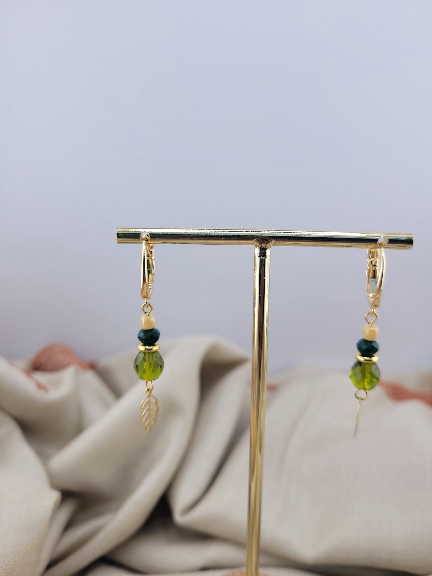 Boucles d'oreilles pendantes vert Kota