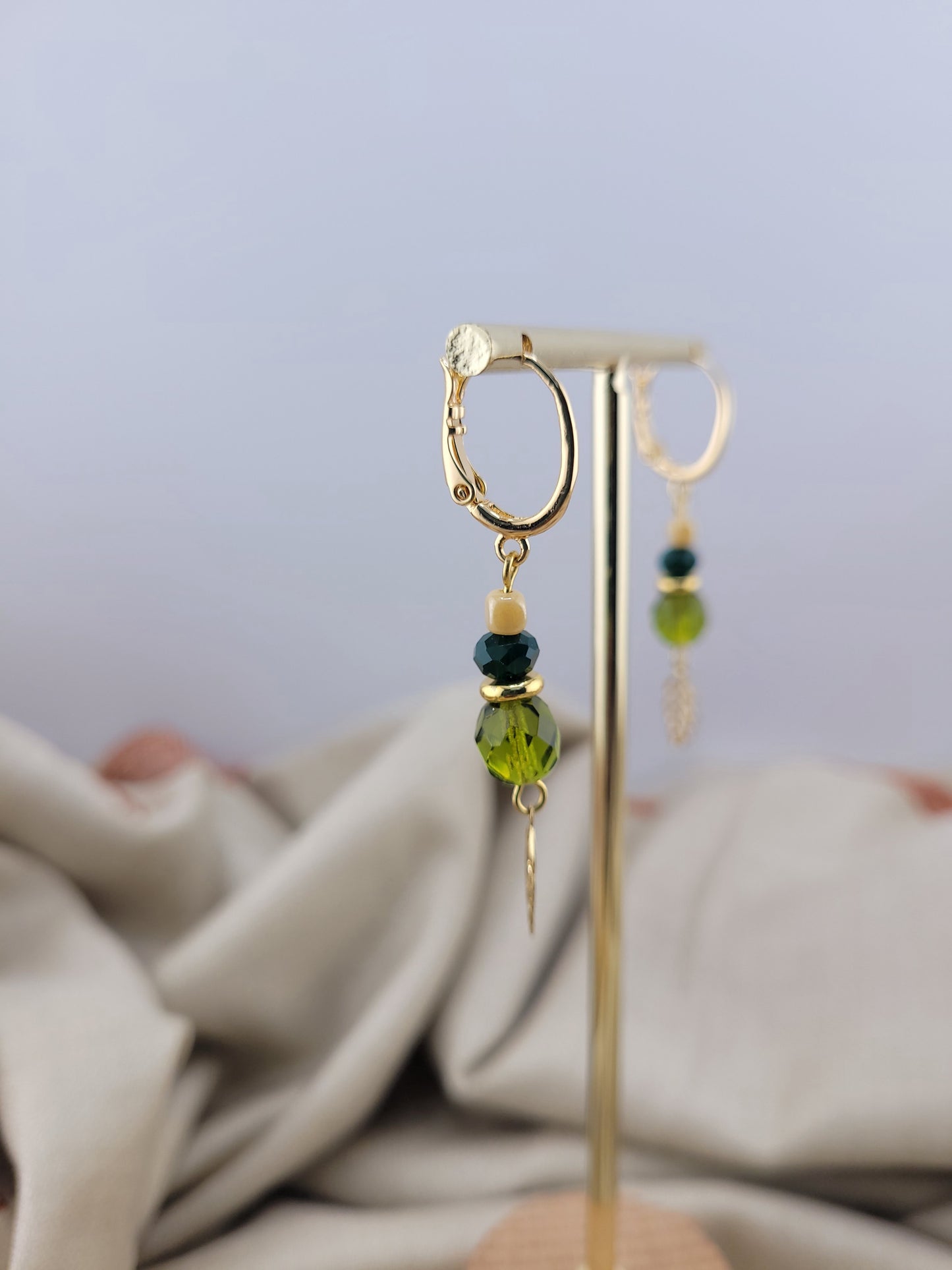 Boucles d'oreilles pendantes vert Kota