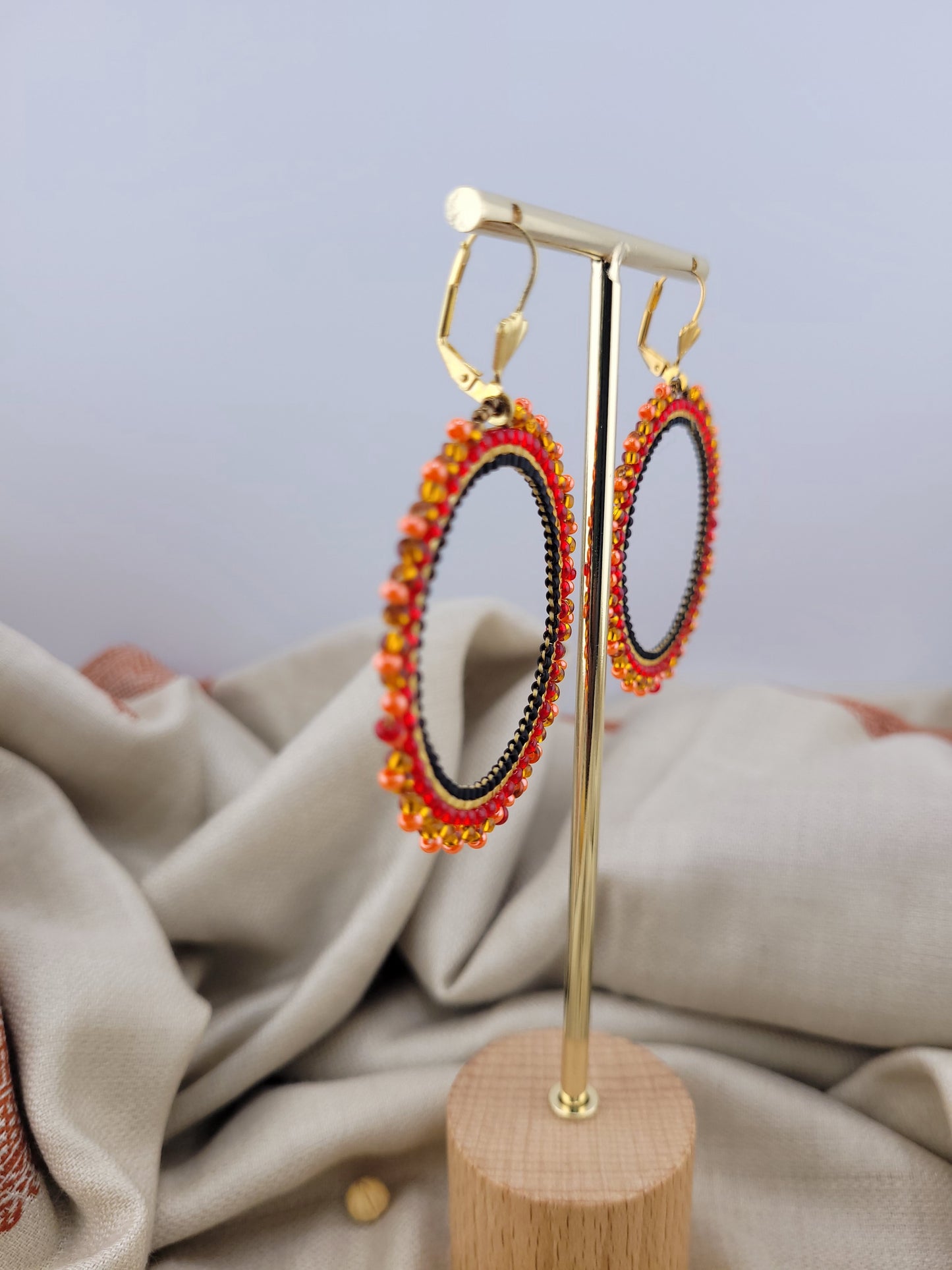 Boucles d'oreilles créoles en perles de verre Bangalore
