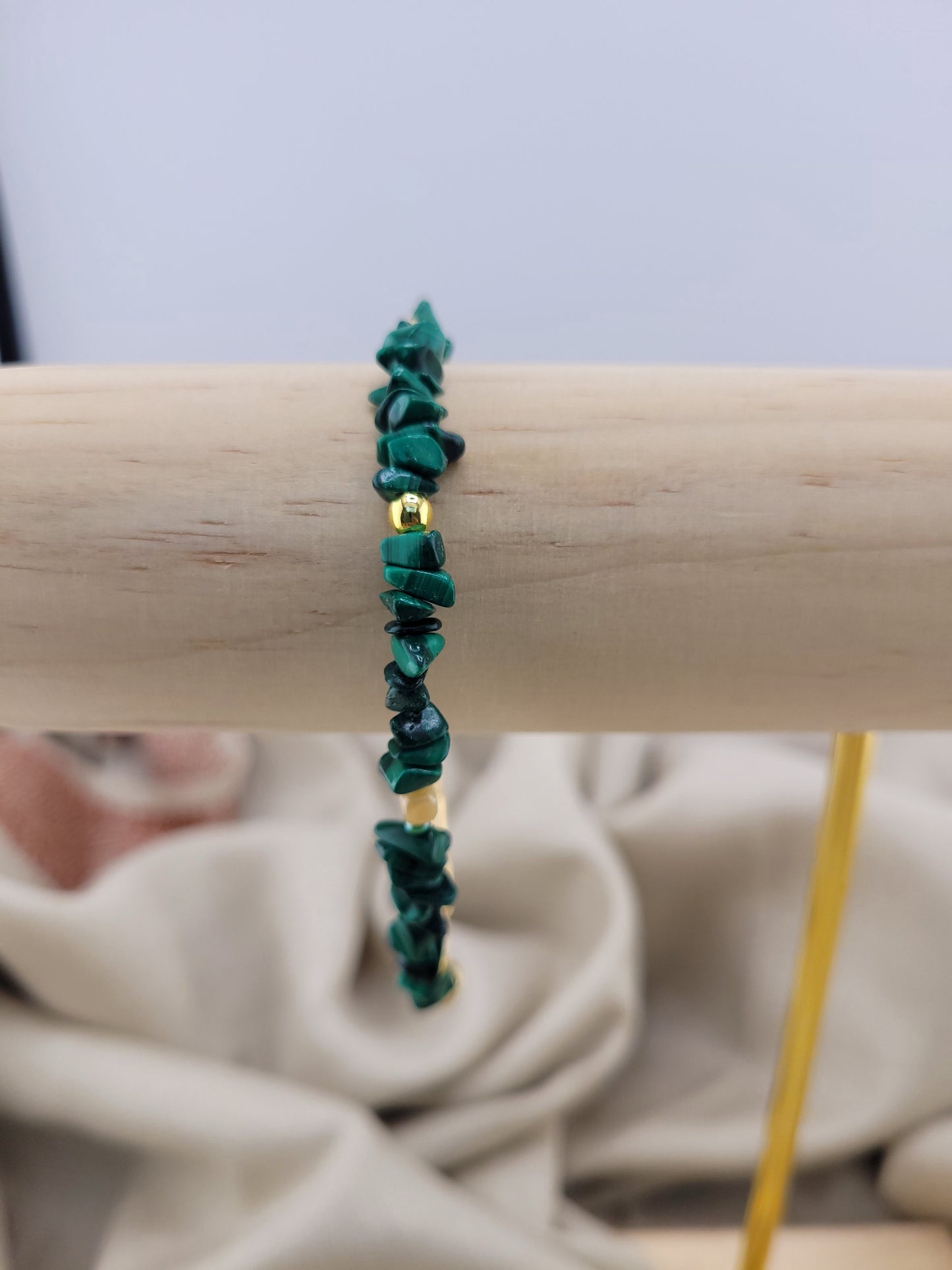 Bracelet en perles vert Malachite Tanjavur
