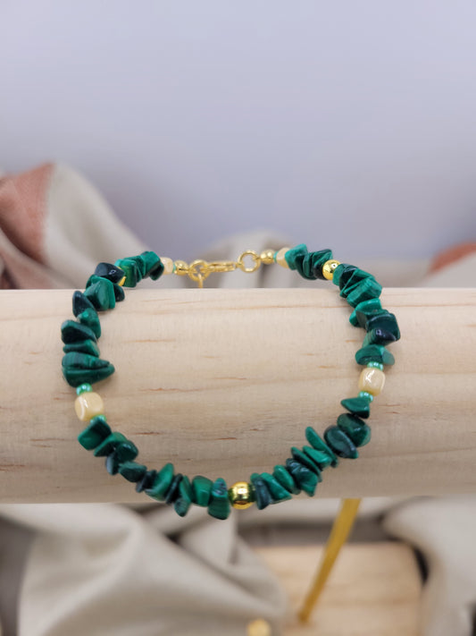Bracelet en perles vert Malachite Tanjavur