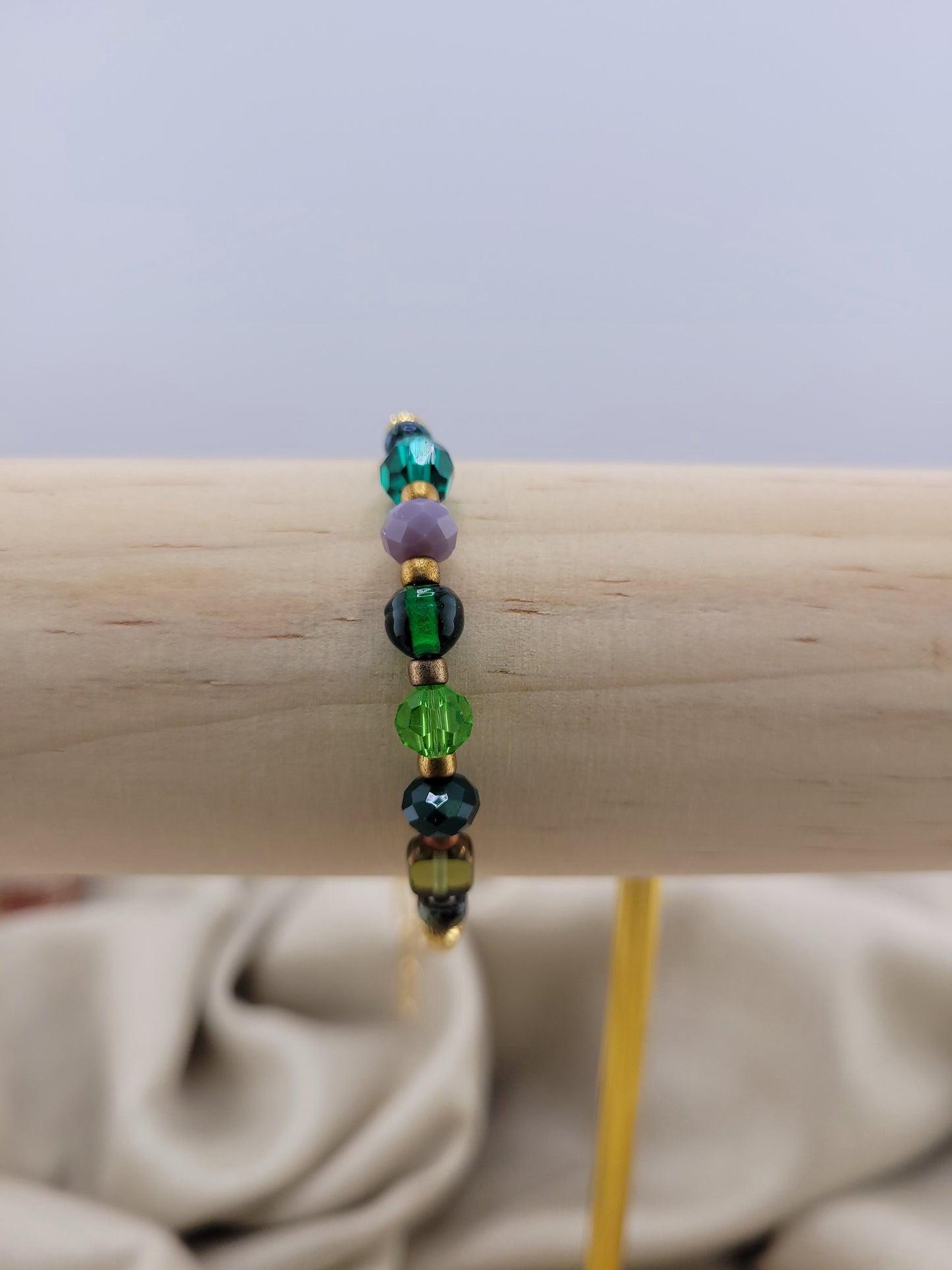 Bracelet en perles de verre vert Mandurai