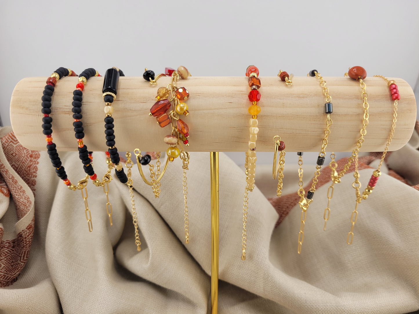 Bracelet léger en perles de verre Rouge Coimbatore