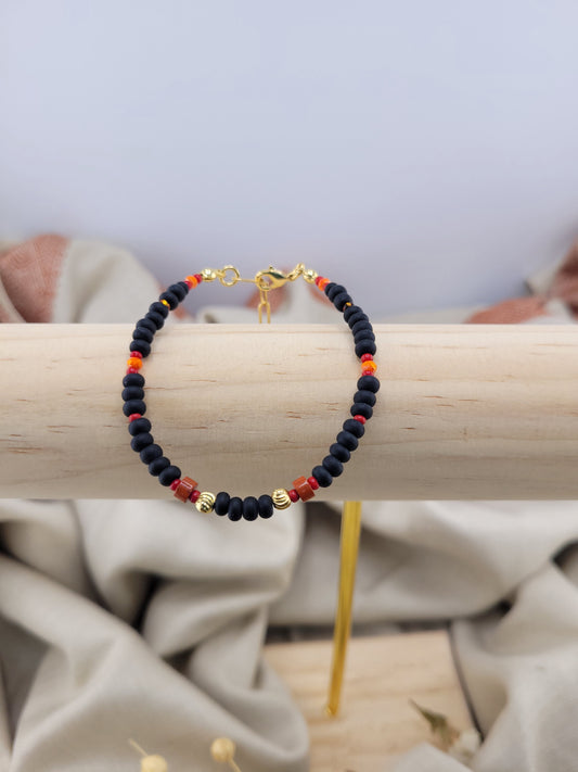 Bracelet en perles jaspe rouge Tanjavur