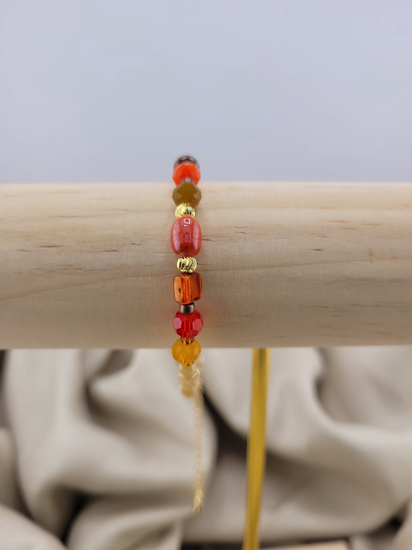 Bracelet en perles de verre rouge Mandurai