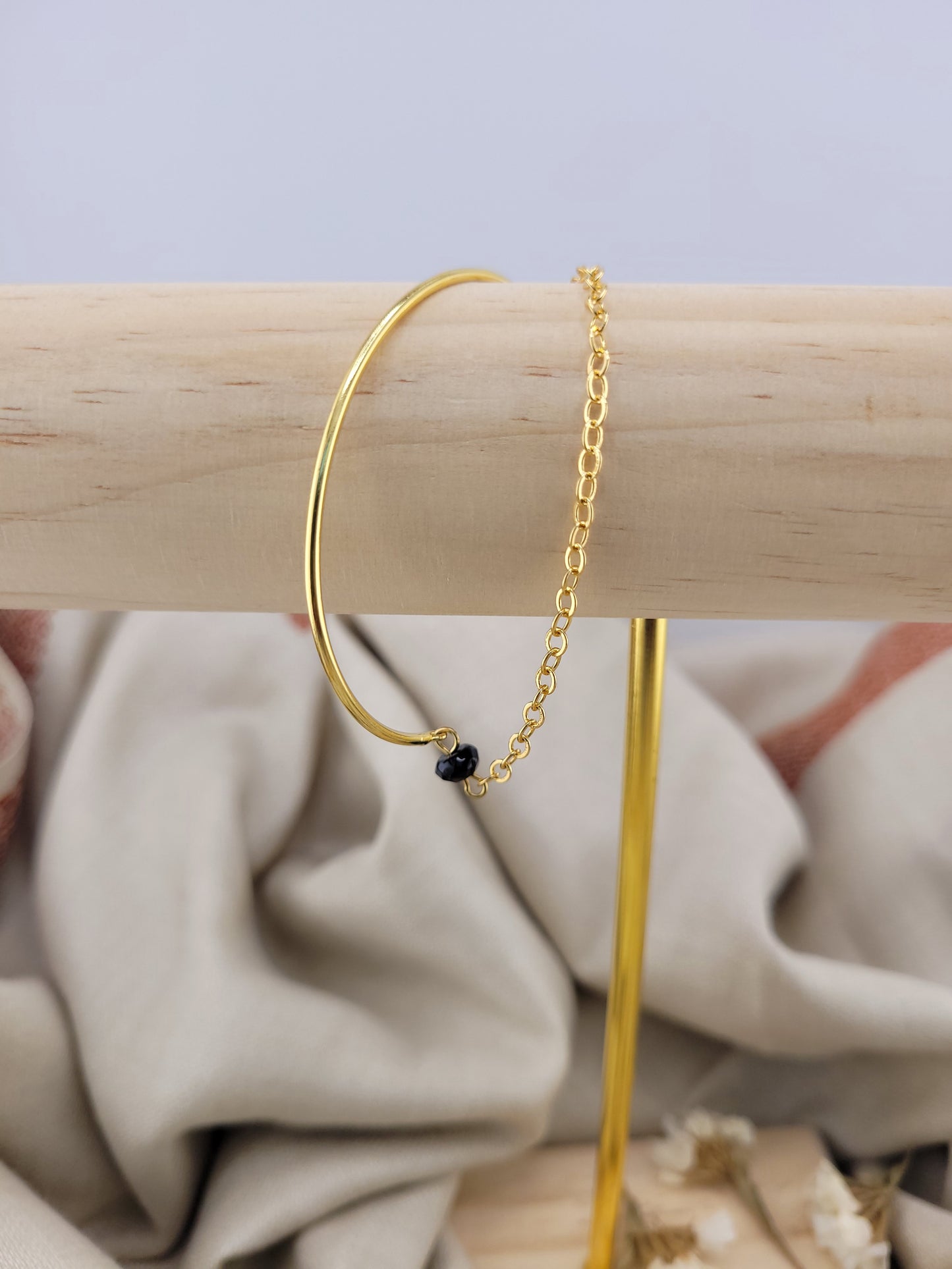 Bracelet double en perle Onyx Tanjavur