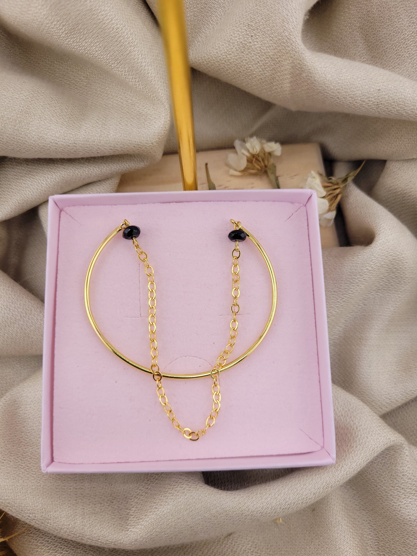 Bracelet double en perle Onyx Tanjavur