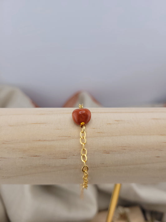 Gourmette solitaire en jaspe rouge Tanjavur