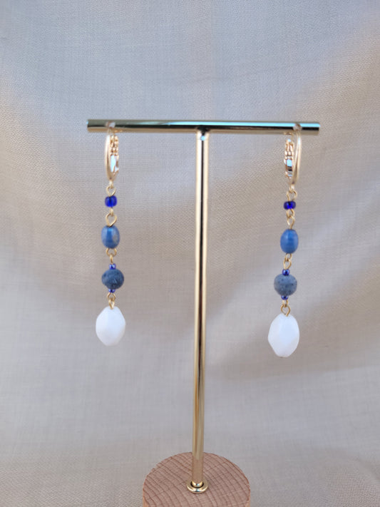 Boucles d'oreilles pendantes bleu Bombay