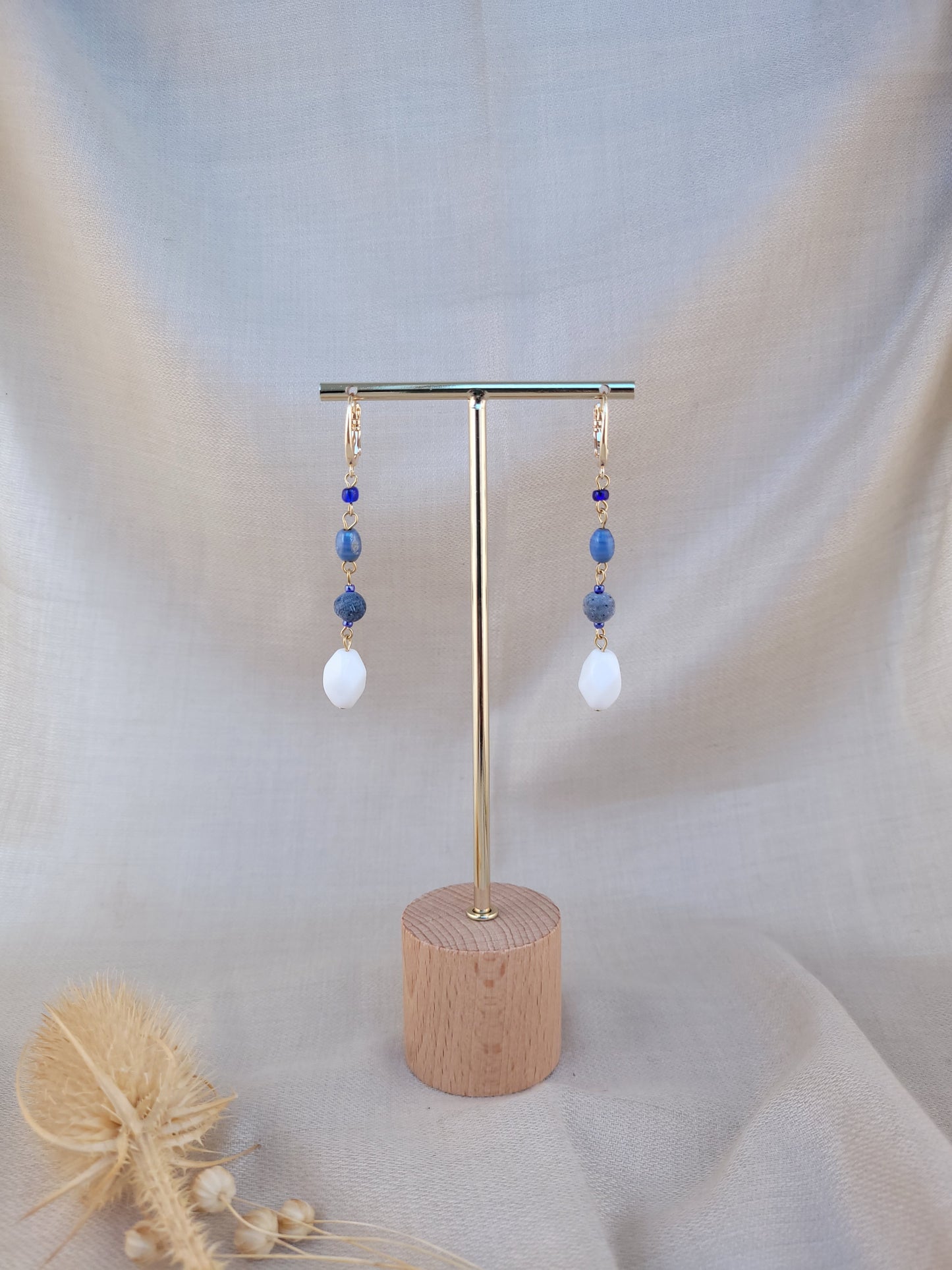 Boucles d'oreilles pendantes bleu Bombay
