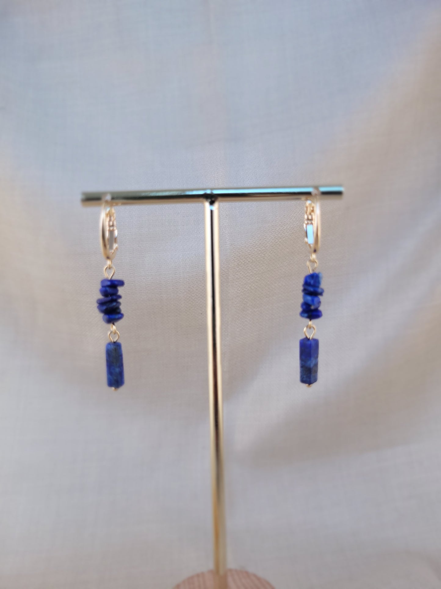 Boucles d'oreille pendante Lapis lazuri Tanjavur