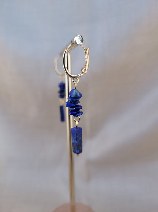 Boucles d'oreille pendante Lapis lazuri Tanjavur